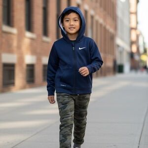 Nike Therma-Fit deep blue zip-up Hoodie 7 pockets logo